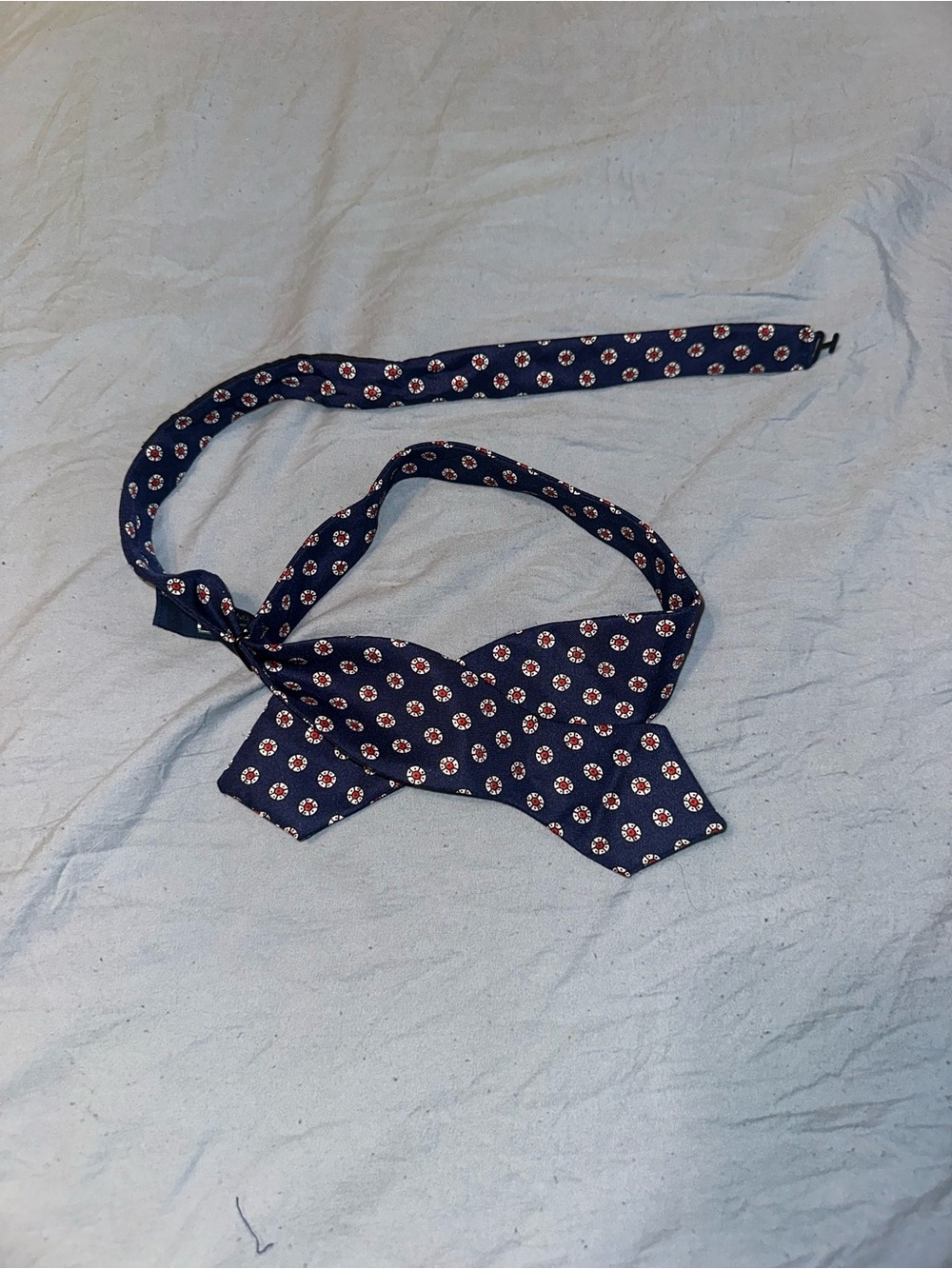 Polo by Ralph Lauren Navy Blue Self-Tie Bow Tie with Red and White Medallions